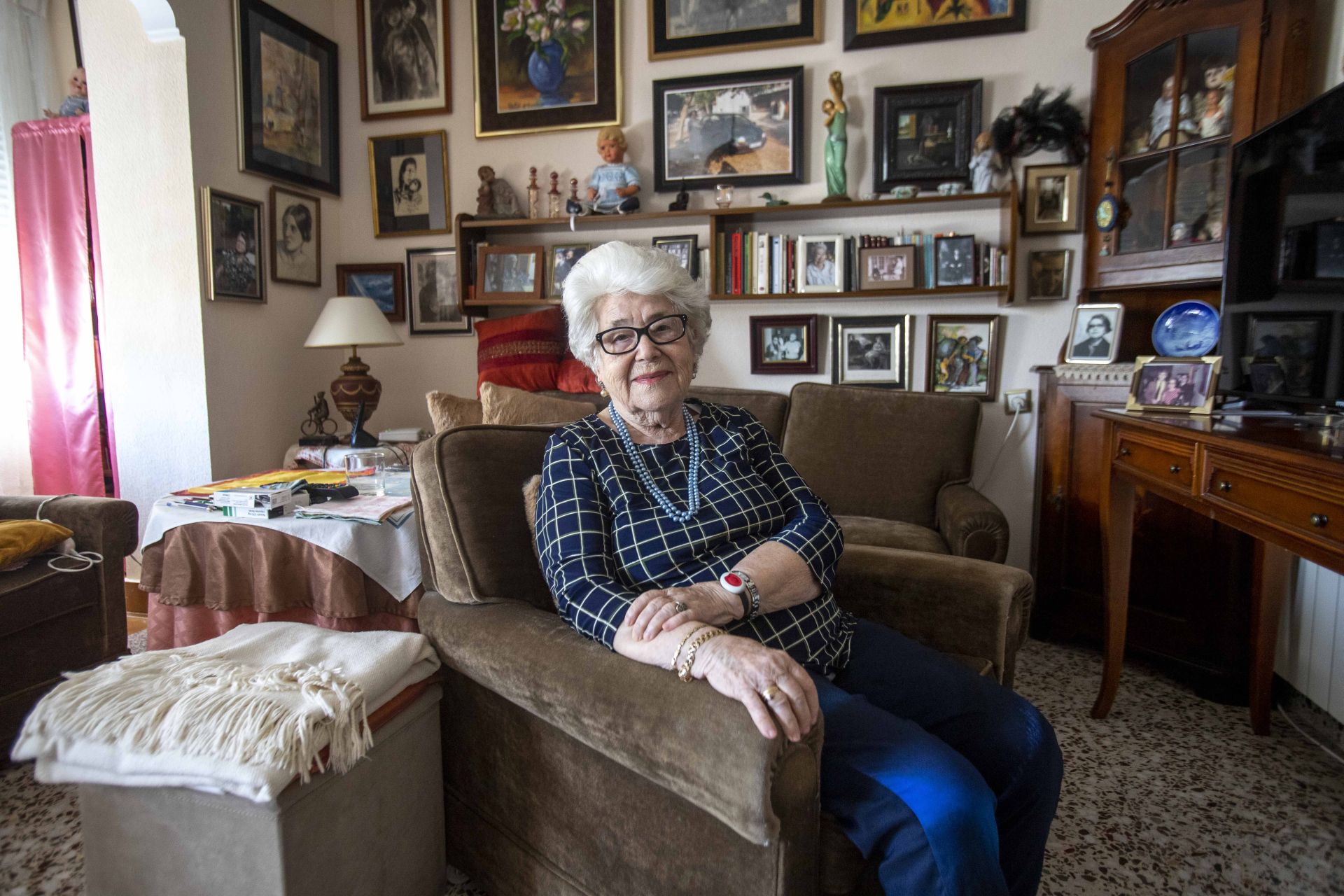 María Teresa Cervantes, en su domicilio, tras cumplir 90 años