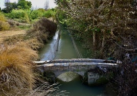 Situación actual de la acequia de Benetúcer, a su paso por Llano de Brujas, con los forjados sobresaliendo del cauce.