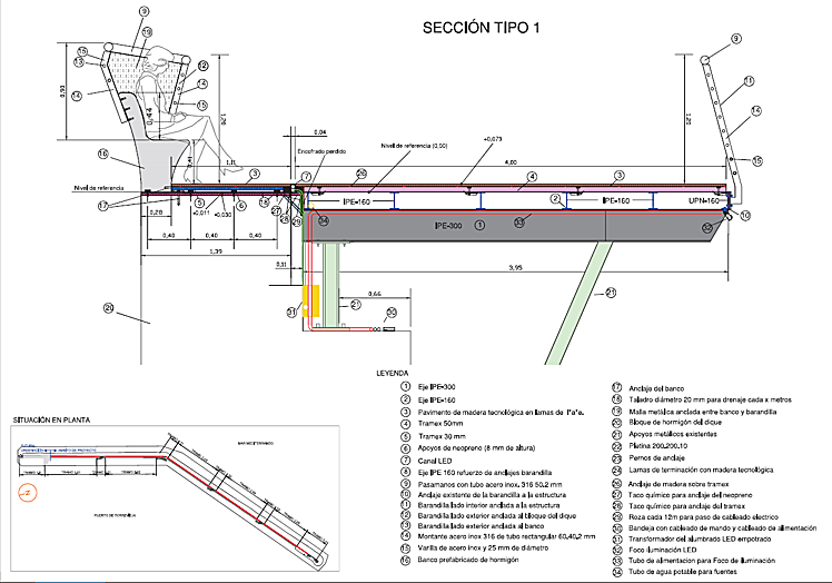 Nuevo diseño de la parte superior del paseo, según viene dibujado en el proyecto.