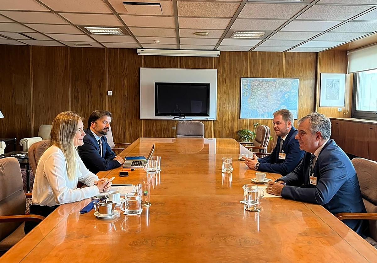Reunión del consejero de Medio Ambiente (1º d) con la secretaria de Estado de Energía.