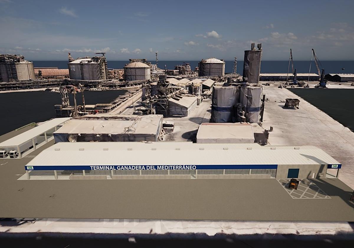 Recreación virtual de la terminal de ganado, en Escombreras.