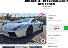 Captura de pantalla de uno de los vehículos puestos a subasta.