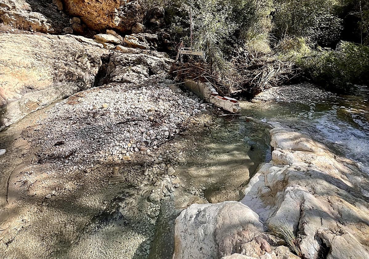 Estado actual de la poza de Somogil, en Moratalla, tras el paso de la DANA.