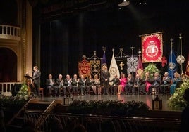 Los presidentes de las cofradías reunidos durante la celebración del pregón, el pasado marzo.