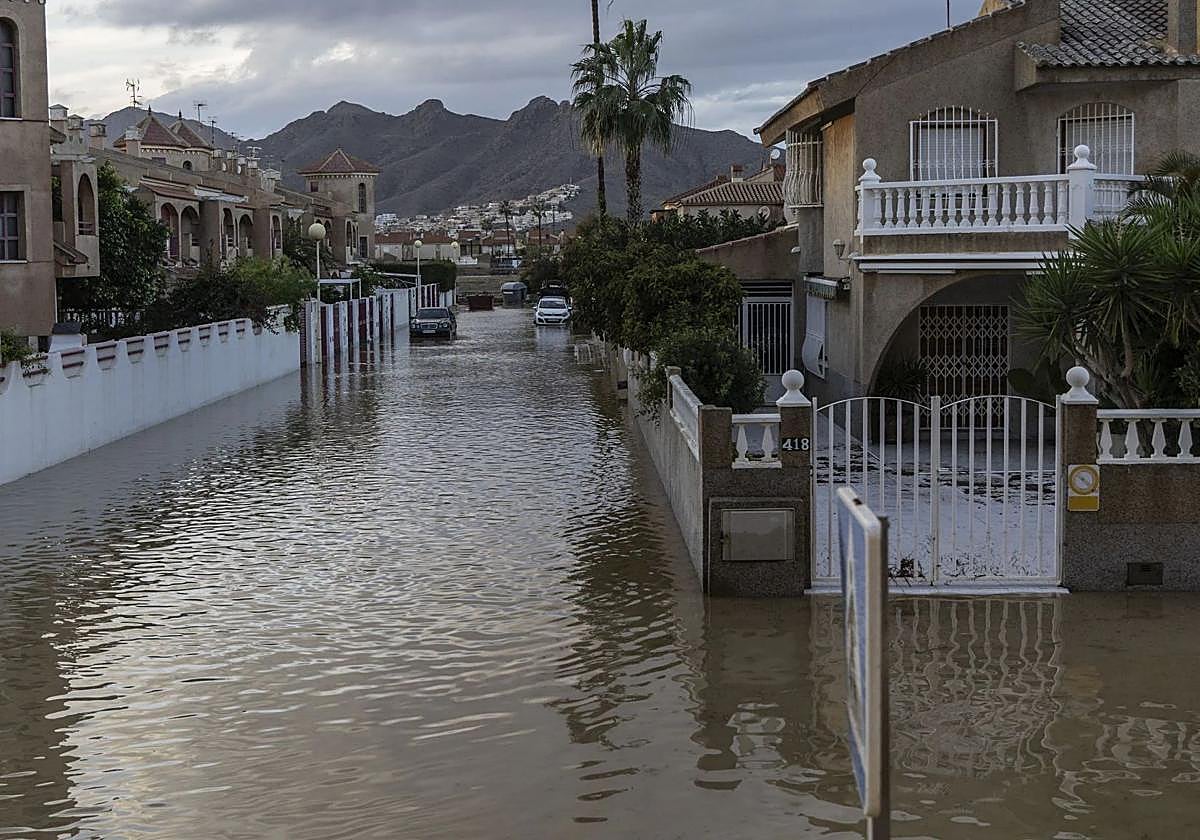 Las calles de Mazarrón tras las lluvias el pasado 3 de noviembre.