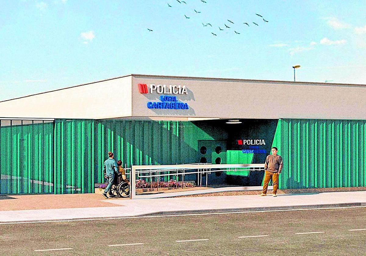 Recreación de cómo quedará el nuevo cuartel de la Policía Local de Los Dolores tras su construcción.