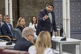 López Miras, este miércoles, en la sesión de control en la Asamblea Regional.
