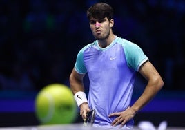 Carlos Alcaraz, durante el partido ante Zverev.