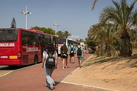 Alumnos suben a un autobús, en una imagen de archivo.