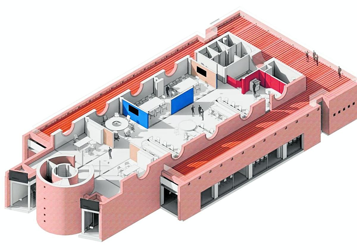 Planta alta del centro, donde estarán los espacios comunes, las salas de reuniones y los despachos.