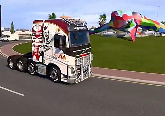 Un jugador descubre una de las icónicas rotondas de Murcia en un simulador de camiones