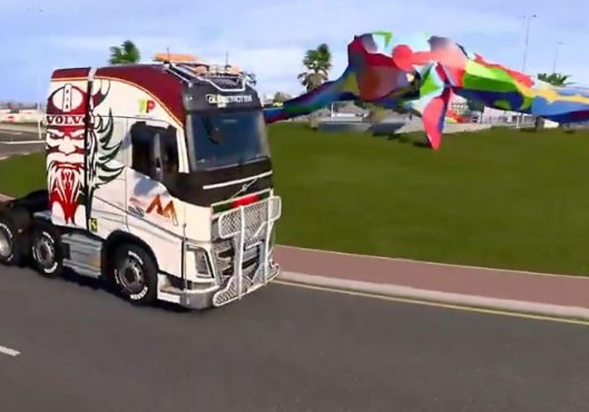 Un jugador descubre una de las icónicas rotondas de Murcia en un simulador de camiones