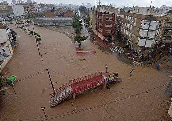 La rambla de Espinardo, completamente desbordada durante la DANA de 2019.