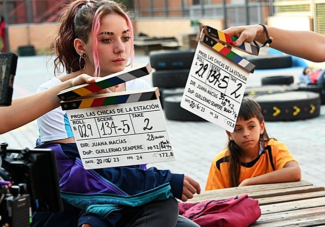 Rodaje de la película 'Las chicas de la estación'.