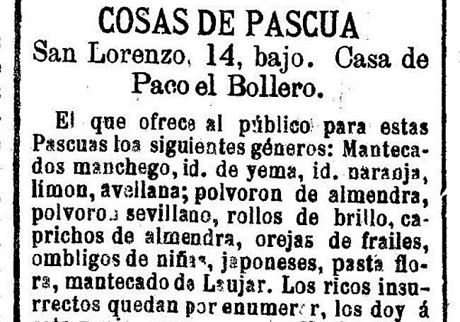 Pascua. Anuncio en prensa de 1896 en el diario 'El Tiempo'.