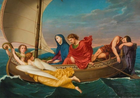 La pintura 'Viaje de la santísima Virgen y de san Juan a Éfeso después de la muerte del Salvador', conocida como 'La Barca', pintada en 1862 por Hernández Amores.