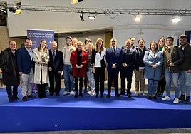 La delegación del Paso Azul durante el acto de entrega de premios a los mejores belenes de la Región.