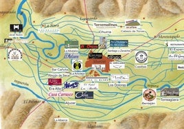 El mapa con los mejores bares y restaurantes de la huerta murciana.