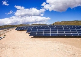 Parque solar fotovoltaico en el paraje de El Ardal, en Yecla.