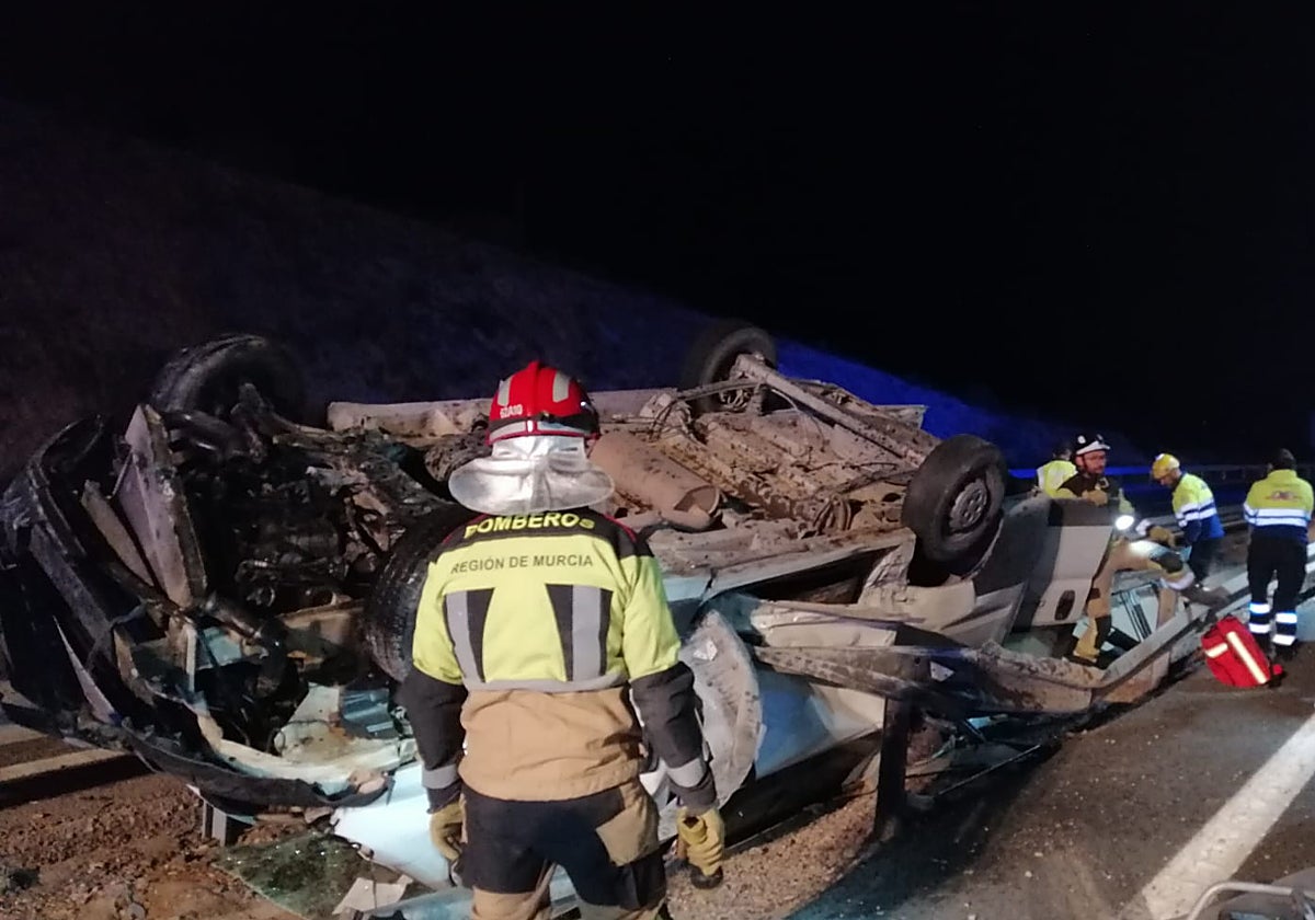 Accidente de tráfico con un fallecido en la A-7 a la altura de Santomera, el pasado 21 de diciembre.
