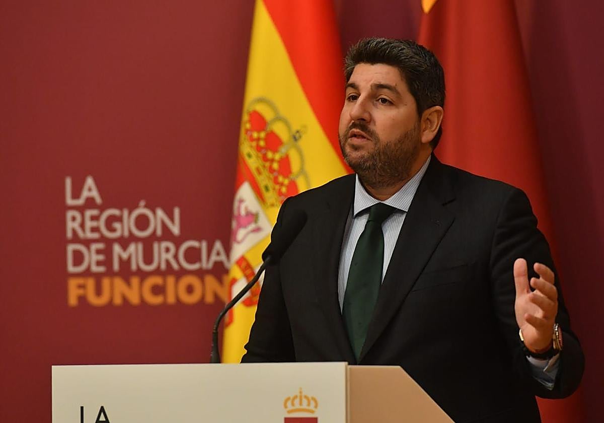 Fernando López Miras, este miércoles, en rueda de prensa.