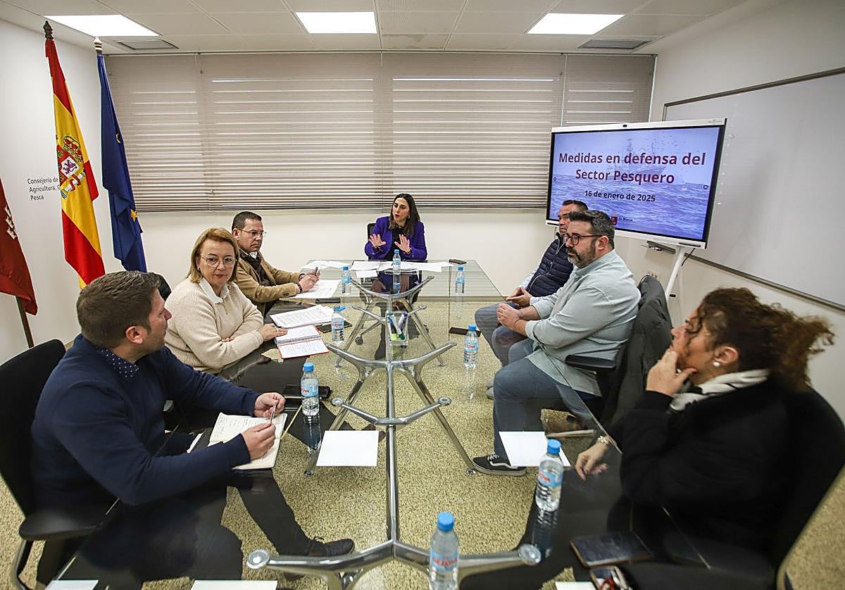 La reunión de la consejera Sara Rubira, este jueves, con los representantes de las Cofradías de Pescadores.