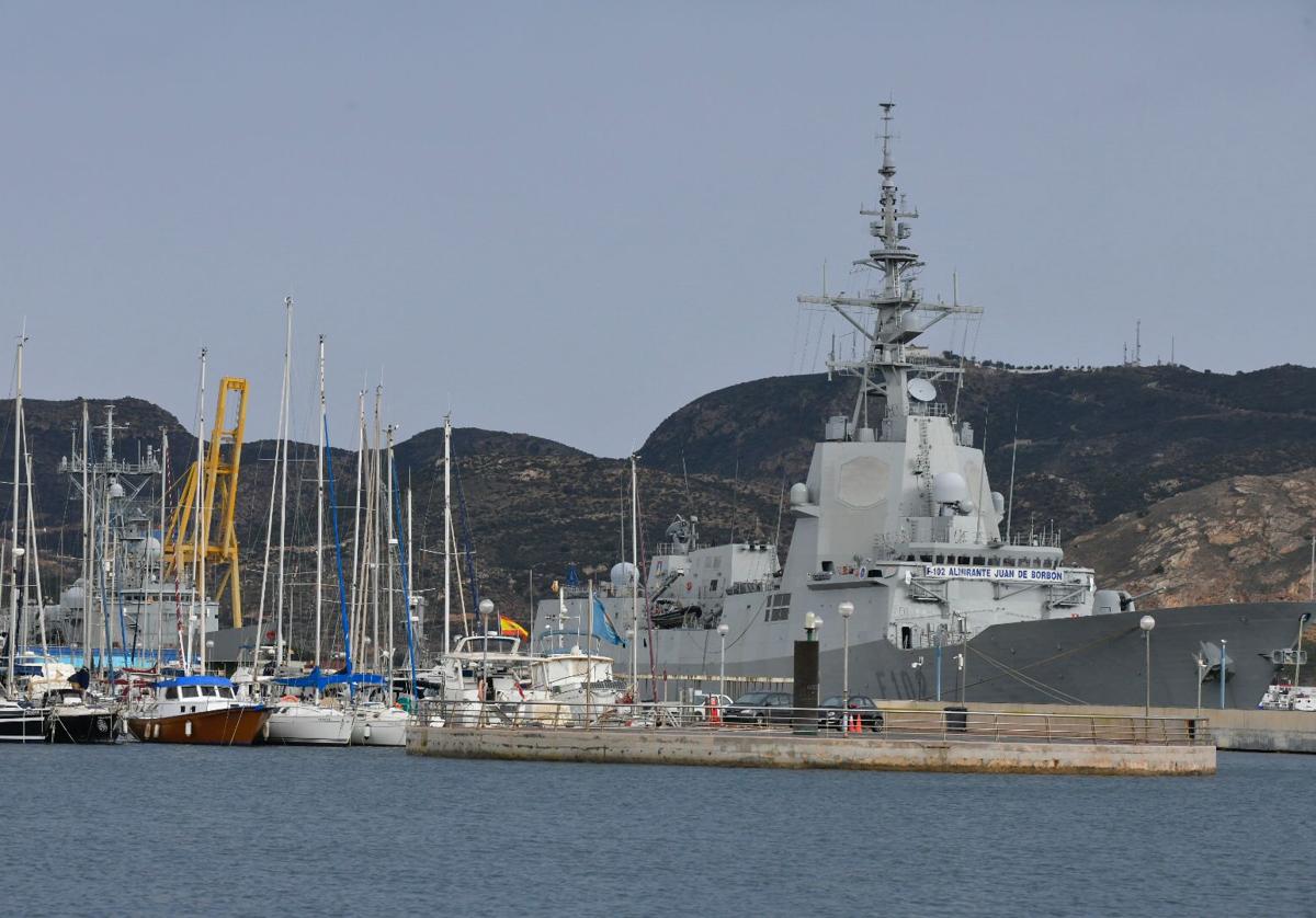 La fragata 'Almirante Juan de Borbón', este viernes, en Cartagena.