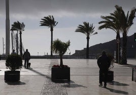 Fuertes vientos en el Puerto de Cartagena, este lunes.