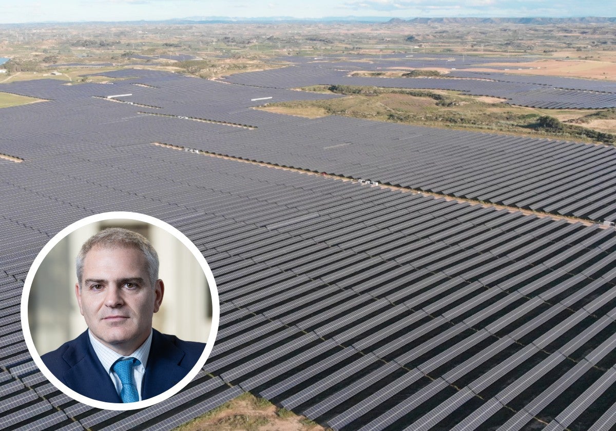 Una planta fotovoltaica de Soltec. En deralle, el nuevo CEO, Mariano Berges.