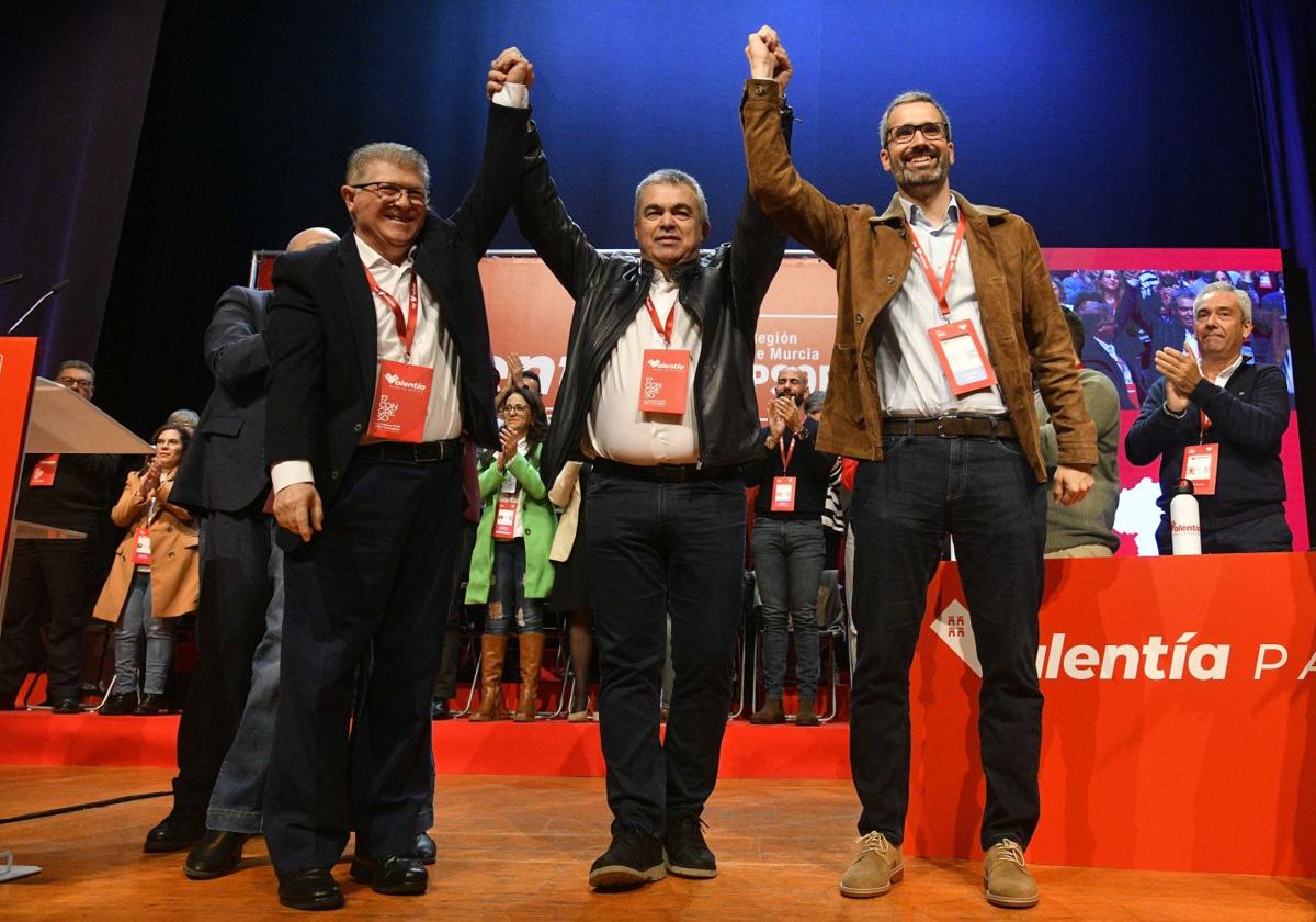 José Vélez, Santos Cerdán y Francisco Lucas, este sábado.