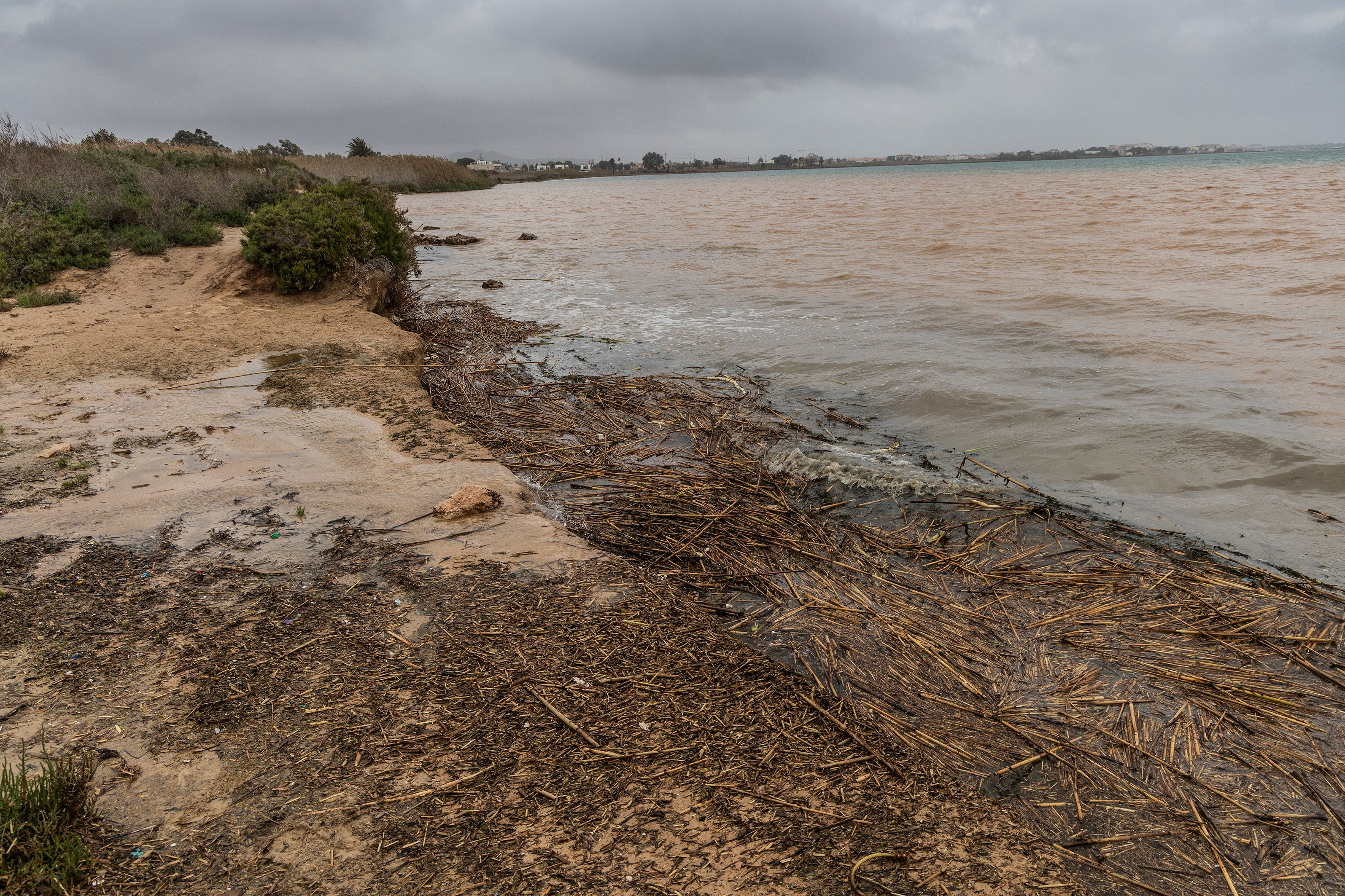 La entrada de agua al Mar Menor a través de la rambla del Albujón, en imágenes