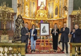 Presentación del cartel de la Semana Santa de la nueva Cofradía del Cristo de la Misericordia ayer en la basílida de La Caridad.