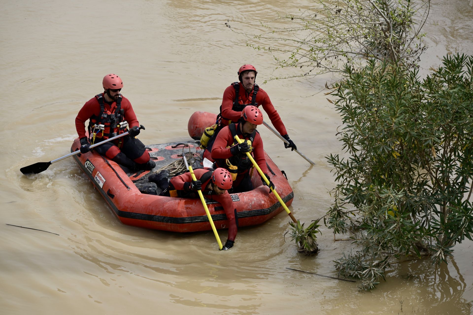La reanudación del dispositivo de búsqueda de una persona desaparecida en el río Segura de Murcia, en imágenes