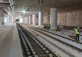 Obras en la estación de trenes de Murcia, en una imagen de archivo.