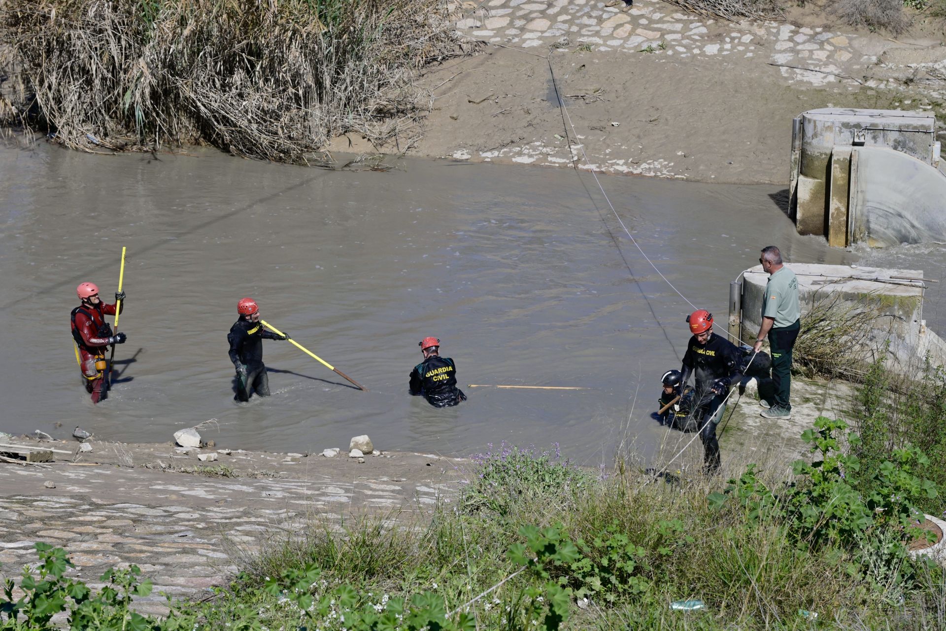 Imágenes del cuarto día de búsqueda de un hombre en el río Segura