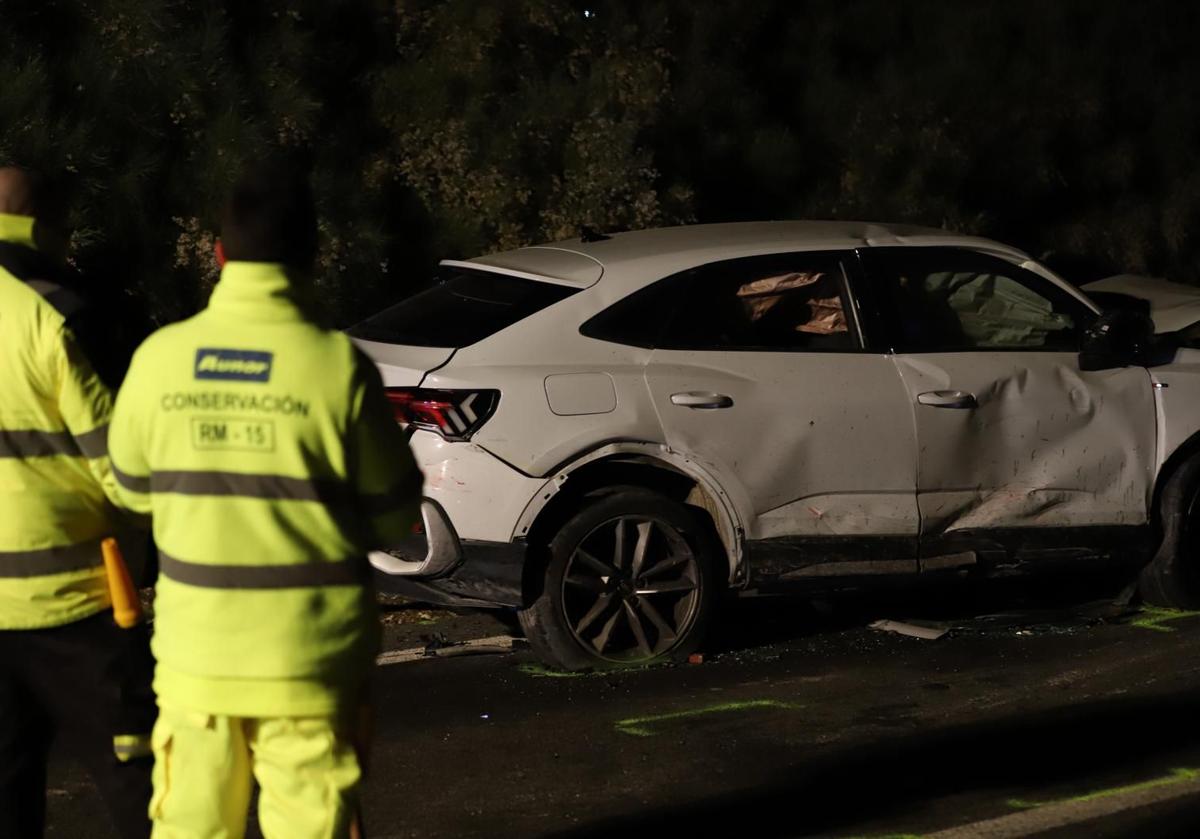 Imagen principal - Los dos fallecidos del coche en sentido contrario que provocó el accidente múltiple de Caravaca venían de Valencia