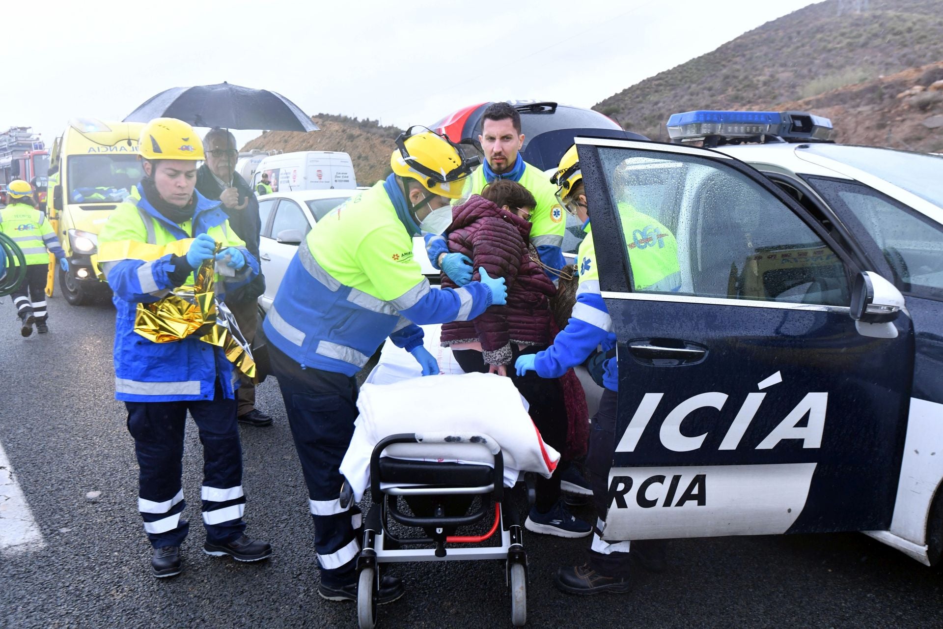 Las imágenes del accidente de autobús en la autovía A-7 en Murcia