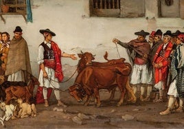 'Venta de novillos', una de las obras murcianas de Eduardo Rosales.
