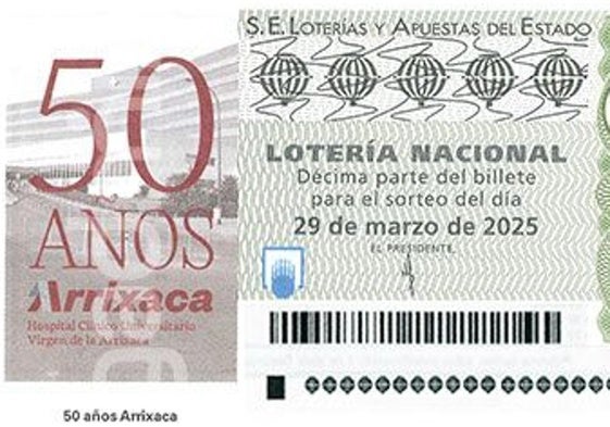 El décimo de lotería que homenajea el 50 aniversario de la Arrixaca.