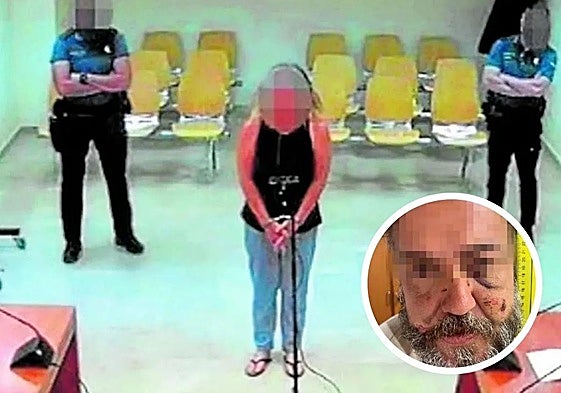 La presunta homicida en una de sus declaraciones ante la jueza. Abajo, el principal testigo del crimen.