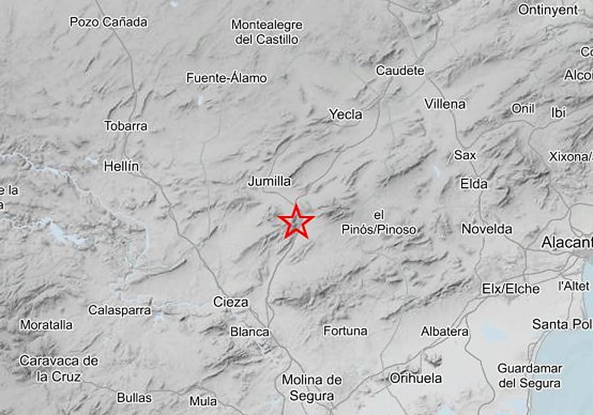 Ubicación del epicentro del terremoto.