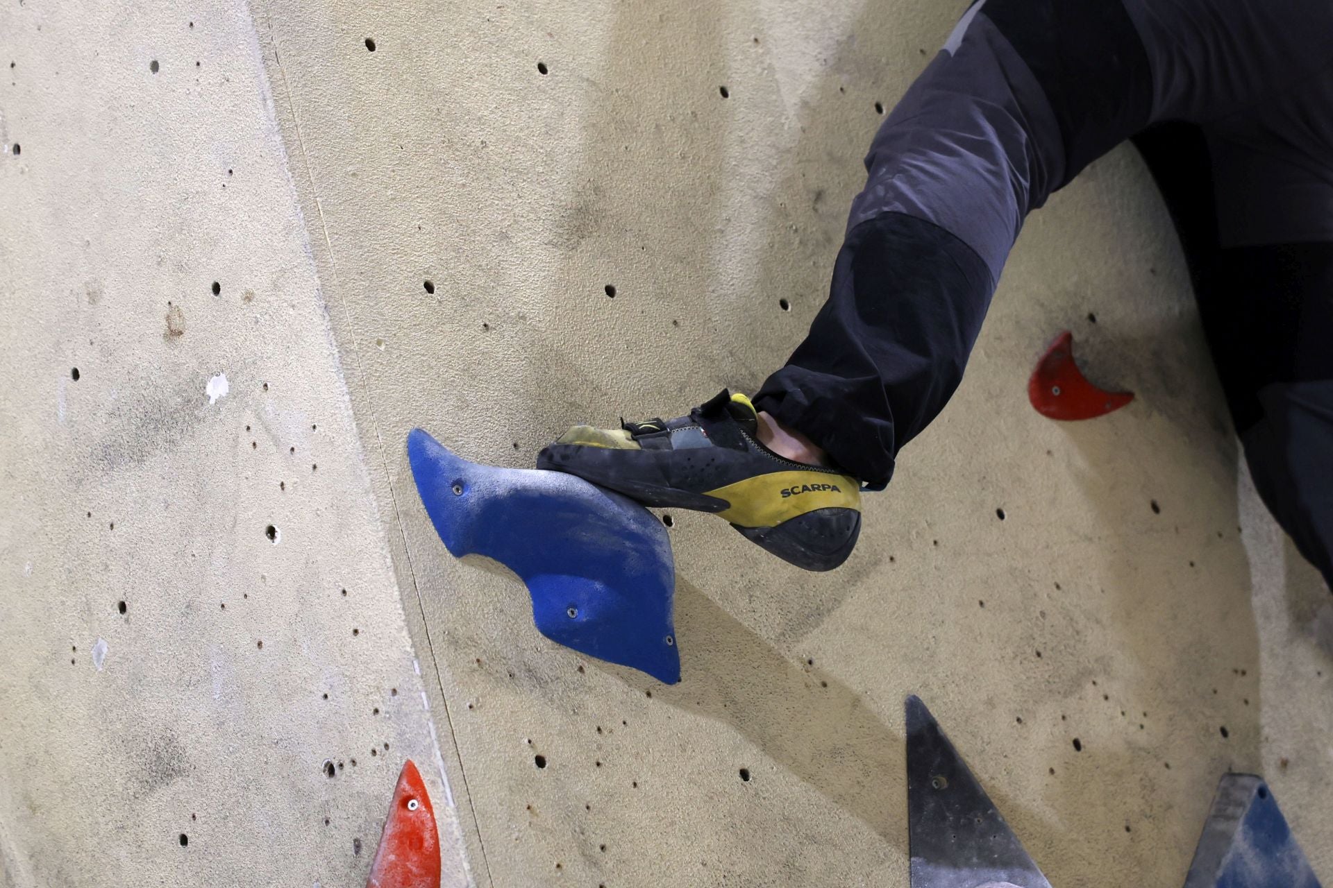 Varios jóvenes practican la escalada en el rocódromo La Gatera, en imágenes