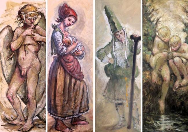 Obras de las series 'Ícaro', 'Madres', 'Nazarenos' y 'Niños'. «Era impresionante su entusiasmo para explicar los detalles. Disfrutamos de su generosidad pedagógica para enten- der los motivos y fuentes de su labor pictórica» (José María Jiménez Cano, Universidad de Murcia).