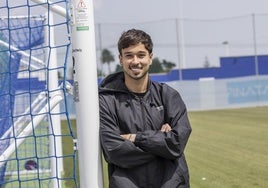 Joao Pedro Palmberg, el pasado viernes, tras el entrenamiento grana en Pinatar Arena.