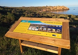 Panel informativo instalado en el sendero de los Cocedores.