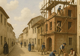 Recreación de la construcción de una vivienda en la Cartagena de 1785.