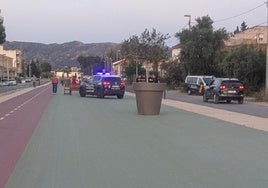 Vehículos de Policía Nacional en el lugar del suceso.