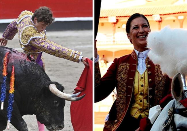 Jorge Martínez durante una lidia en Azpeitia. La rejoneadora Ana Rita.
