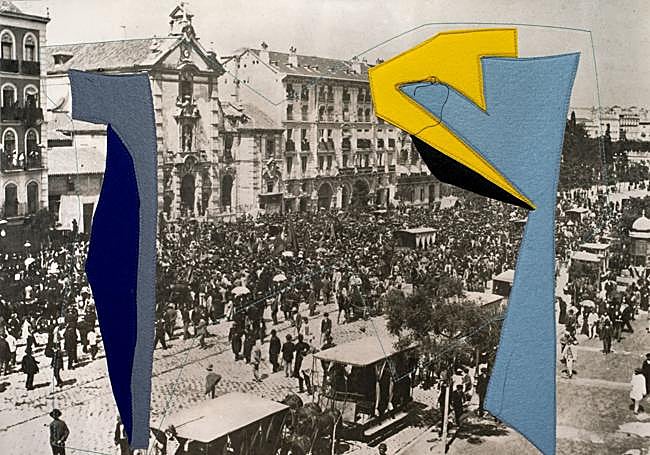 'Alcalá' (2014), fotografía, costura y fieltro. Está expuesta en la sala pública Alcalá 31 de Madrid.