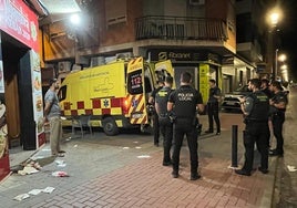 Agentes de la Guardia Civil y la Policía Local en el lugar donde se cometió la agresión.
